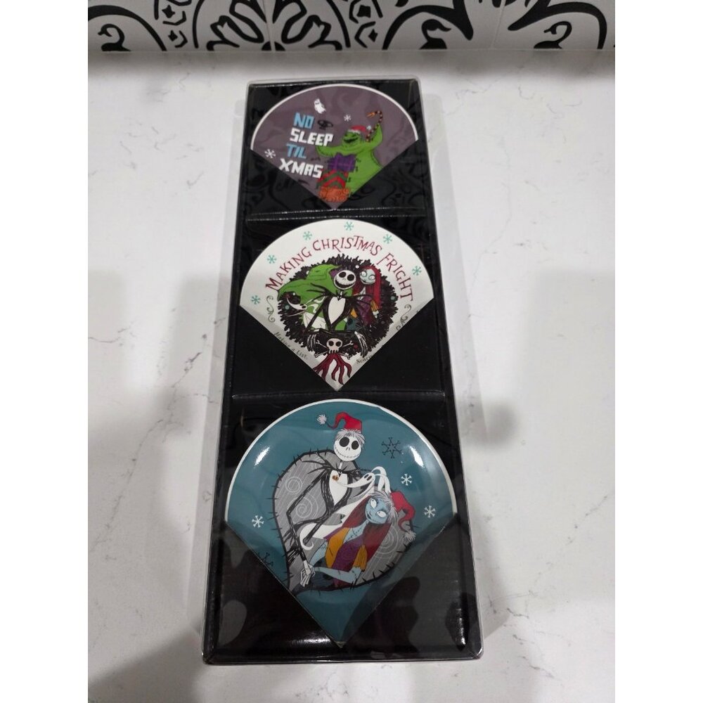 New Tim Burton The Nightmare Before Christmas 3-Piece Decorated Plate Set 5"